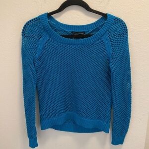 INC International Concept Blue Metallic Open Knit Sweater Size M